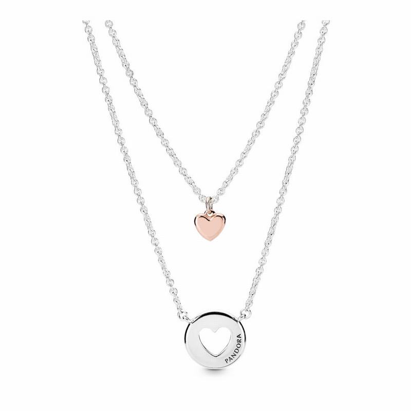 Pandora Layered Heart Necklace Egypt ET7041259